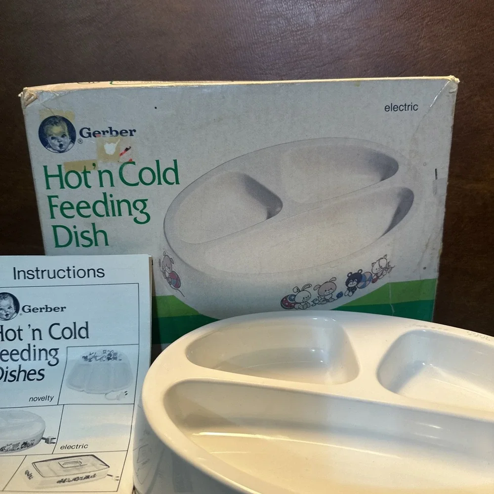 VTG Gerber Hot'n Cold Feeding Dish Electric Baby food Bowl 3 compartments Box